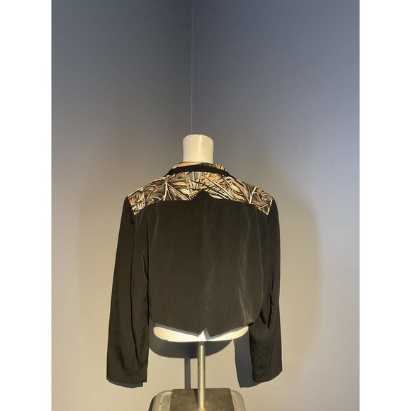 Women's Vintage City girl petites size 12 V dress jacket Black With Brown Design - Picture 4 of 5